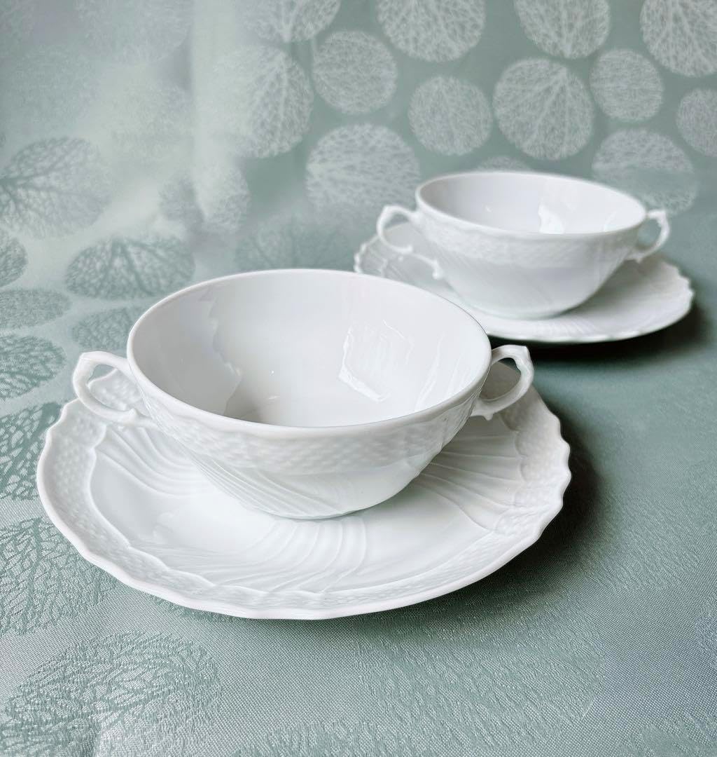 ジノリ ベッキオホワイト スープカップソーサー 2セット ジノリ ジノリ ベッキオホワイト スープカップソーサー 2セット ジノリ